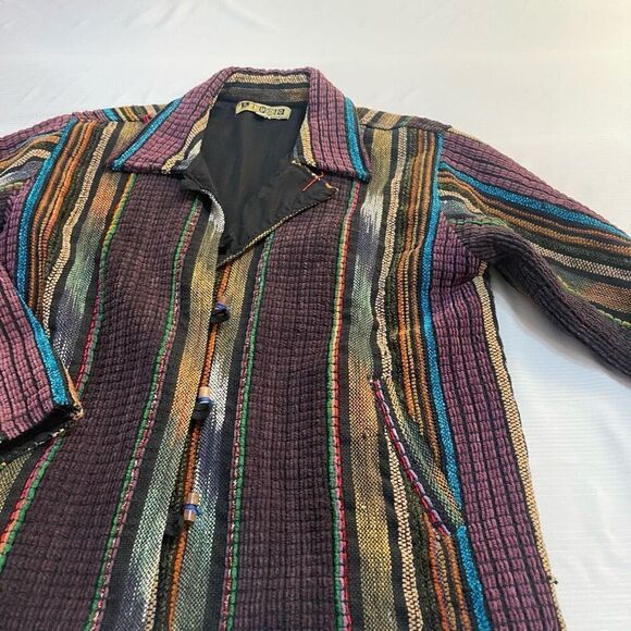 Studio Produce Hippie Boho Art To Wear Woven Shacket Jacket Size Medium - Picture 4 of 10
